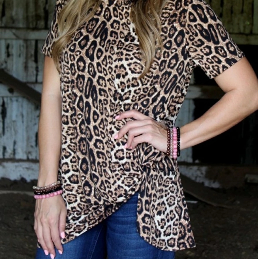 Leopard Knot Top